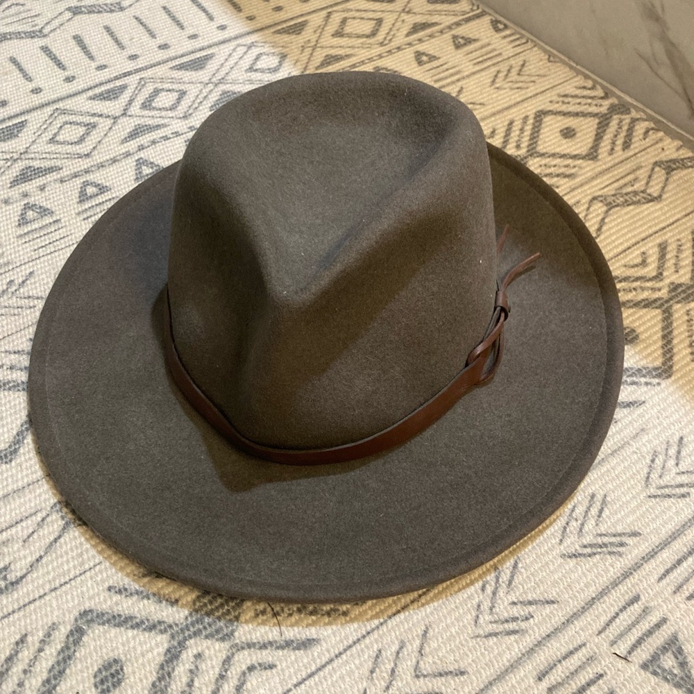 Dorfman Pacific USA wool Aussie hat in a loden brown color with a leather band M - Picture 3 of 7
